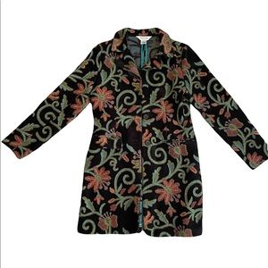 Allison Taylor Vntg Floral Chenille Tapestry Coat